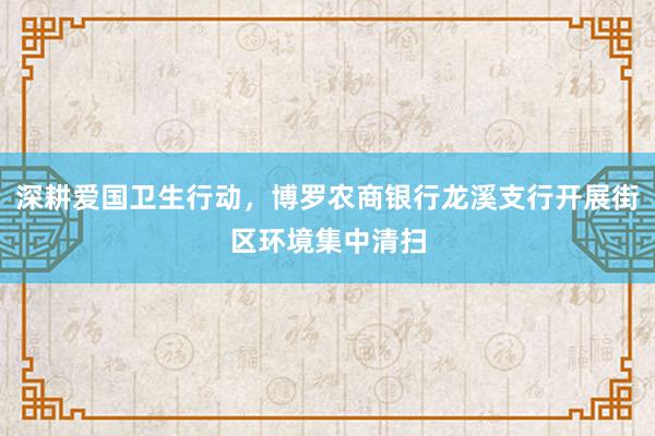 深耕爱国卫生行动，博罗农商银行龙溪支行开展街区环境集中清扫