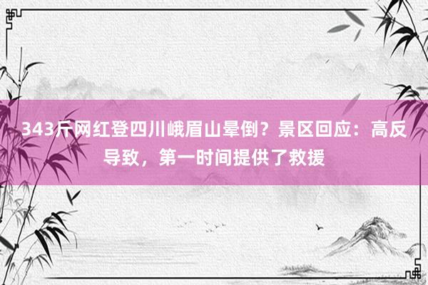 343斤网红登四川峨眉山晕倒？景区回应：高反导致，第一时间提供了救援