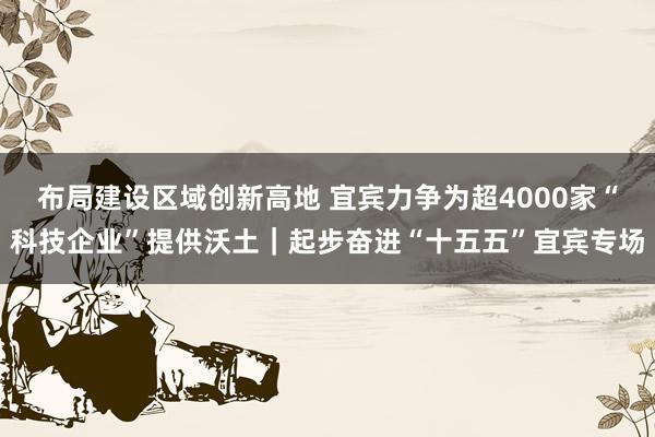 布局建设区域创新高地 宜宾力争为超4000家“科技企业”提供沃土｜起步奋进“十五五”宜宾专场