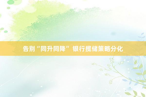 告别“同升同降” 银行揽储策略分化