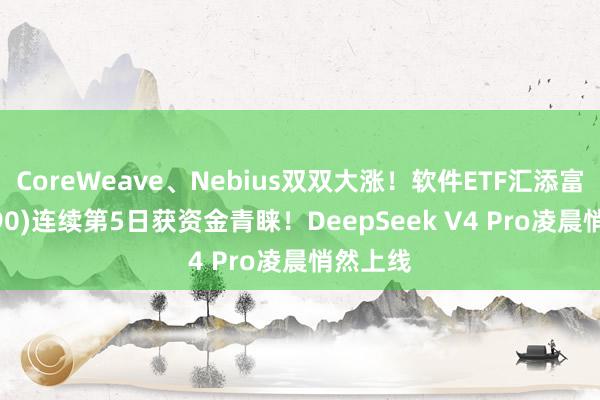 CoreWeave、Nebius双双大涨！软件ETF汇添富(159590)连续第5日获资金青睐！DeepSeek V4 Pro凌晨悄然上线
