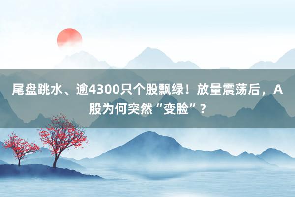 尾盘跳水、逾4300只个股飘绿！放量震荡后，A股为何突然“变脸”？