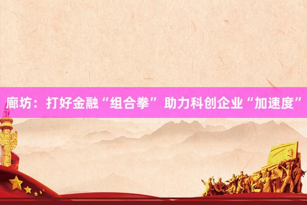 廊坊：打好金融“组合拳” 助力科创企业“加速度”