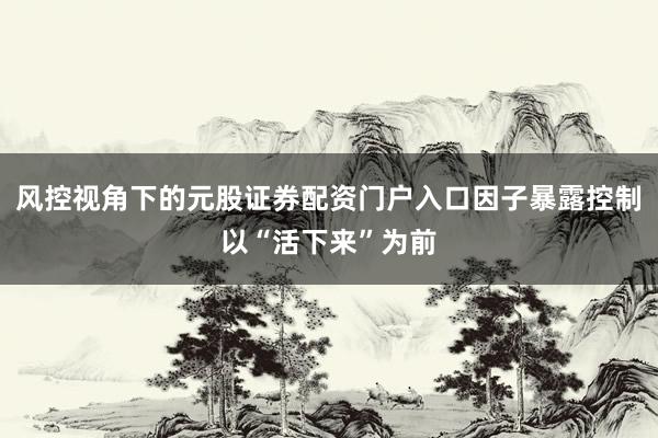 风控视角下的元股证券配资门户入口因子暴露控制以“活下来”为前