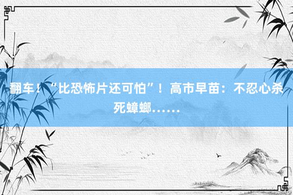 翻车!“比恐怖片还可怕”!高市早苗:不忍心杀死蟑螂……