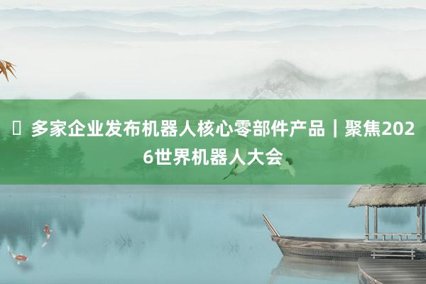 ​多家企业发布机器人核心零部件产品｜聚焦2026世界机器人大会