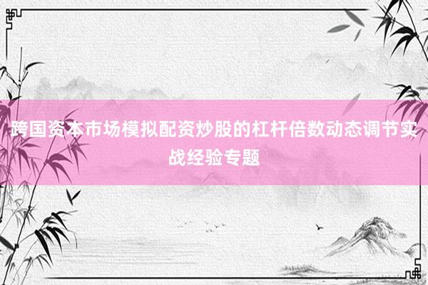 跨国资本市场模拟配资炒股的杠杆倍数动态调节实战经验专题