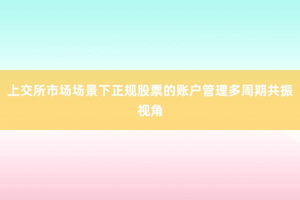 上交所市场场景下正规股票的账户管理多周期共振视角
