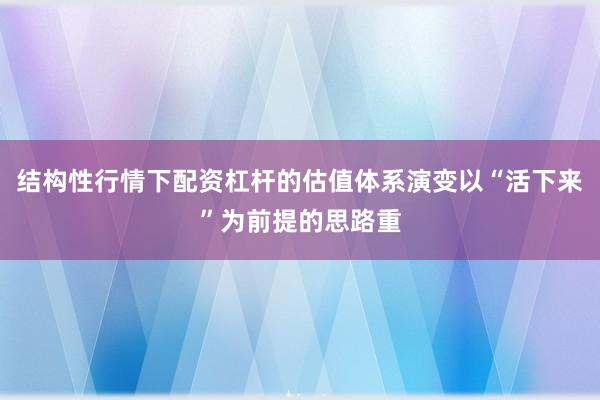 结构性行情下配资杠杆的估值体系演变以“活下来”为前提的思路重