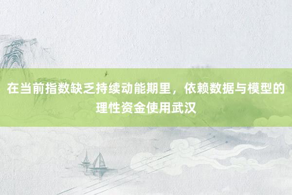 在当前指数缺乏持续动能期里，依赖数据与模型的理性资金使用武汉