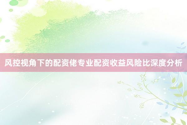 风控视角下的配资佬专业配资收益风险比深度分析