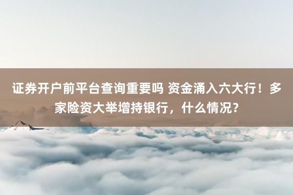 证券开户前平台查询重要吗 资金涌入六大行！多家险资大举增持银行，什么情况？