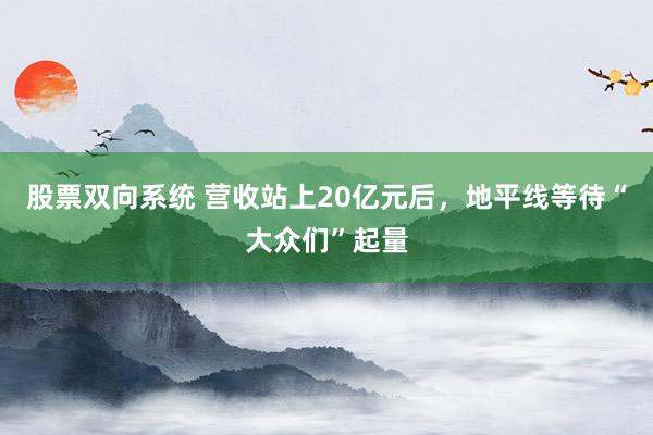 股票双向系统 营收站上20亿元后，地平线等待“大众们”起量